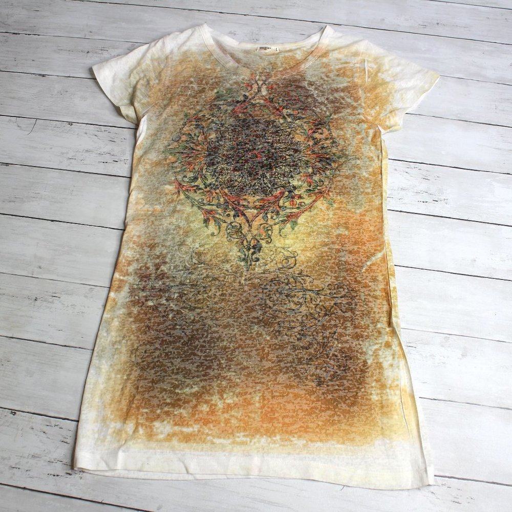 Dolce Mia Vintage Women's Graphic T Shirt Top Size L Tattoo Art Short Sleeve